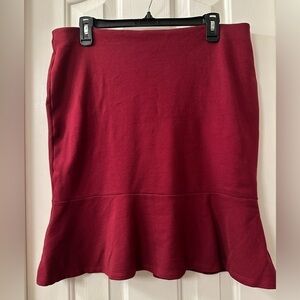 Bailey 44 Ruffle Dark Red Maroon Pencil Skirt Size Large EUC Office Casual